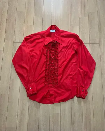 70s 트로이의 사자 빨간색 프릴 셔츠