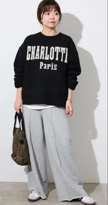 SLOBE IENA 그레이 쭈리 와이드 팬츠 스웨트 팬츠