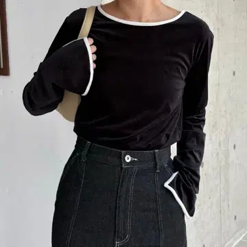 카프리슈 레마쥬 전후 2WAY 벨로아 링거 T셔츠 블랙