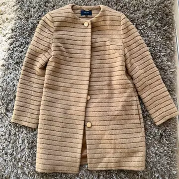 SHIPS 베이지 스트라이프 롱 코트 S 아르곤