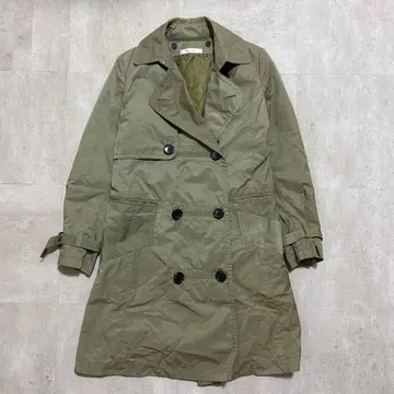 카키 더블 브레스트 트렌치코트 라이너 포함 오피스 코디