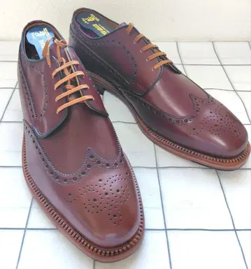 [ 미사용품 ] 스코치 그레인 가죽 신발 윙팁 25.5 브라운