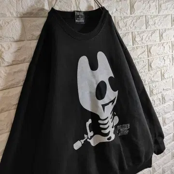 맨투맨 빅 루즈 빅 프린트 나사 감긴 해골 L 오버 사이즈 블랙