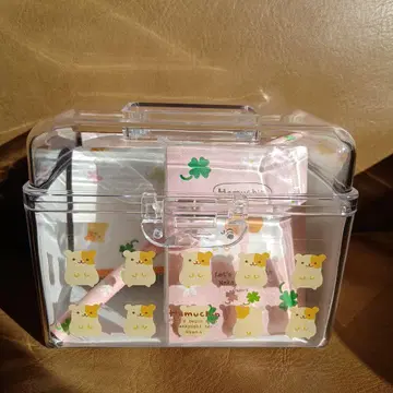 햄스터 패턴 클리어 박스 세트 미니 레터 헤이세이 레트로 레어 산엑스