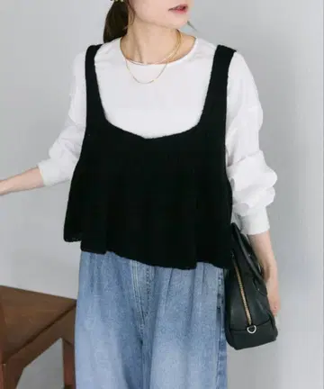 퓨어세신 니트 뷔스티에 블랙