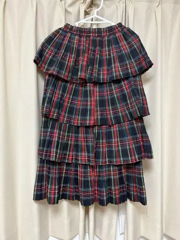 체크 프릴 캉캉 스커트 구제 의류 빈티지