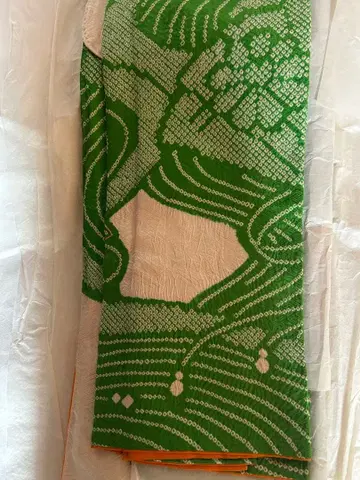 후리소데 총 시보리 그린 컬러와 화이트 컬러의 무늬