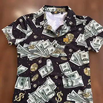 라우드마우스 여성용 피케 셔츠 달러 지폐 패턴 M 새상품급
