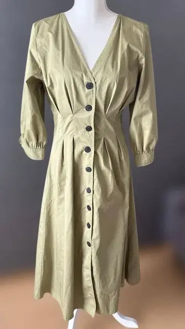 ZARA TRF 카키 셔츠 원피스 S