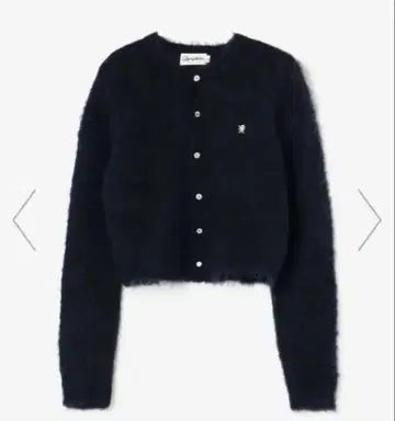 Gymphlex 샤기 니트 숏 가디건 블랙