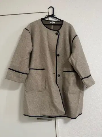 베이지 캐주얼 롱 코트