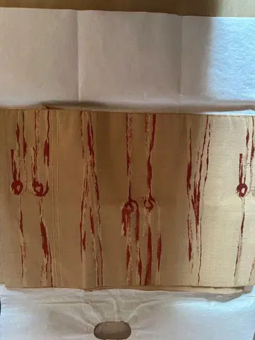 나고야 오비 빨간색 스트라이프 무늬 여름용