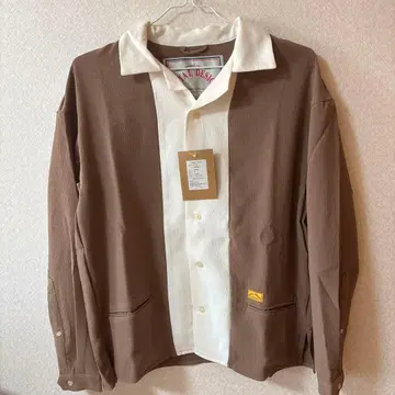 NATAL DESIGN M 사이즈 리브 셔츠 브라운/화이트