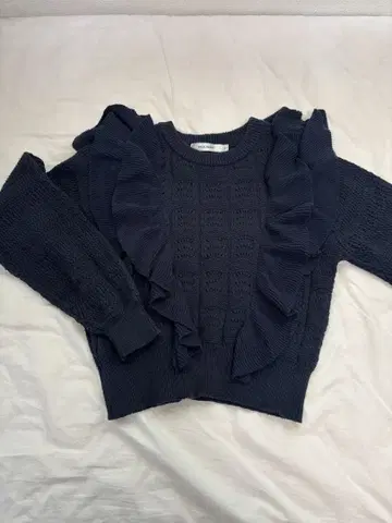 MOUSSY 네이비 프릴 니트 스웨터