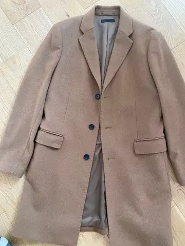 베이지 체스터 코트 L 울 100%