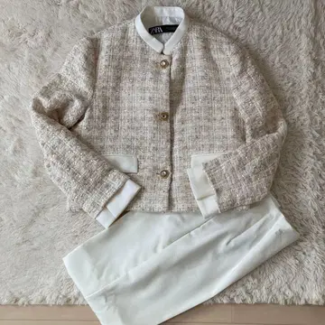 ZARA 베이지 노카라 자켓 XS 셋업