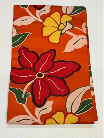 오렌지 꽃무늬 나고야 오비 귀여운