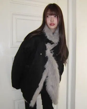 스웨이드 퍼 자켓 블랙