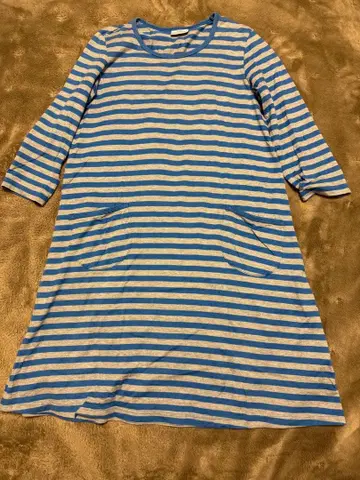 마리메꼬 스트라이프 코튼 원피스 7부 소매