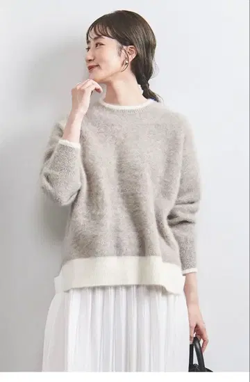 UNITED ARROWS 모헤어 혼방 스웨터 긴팔 그레이/화이트