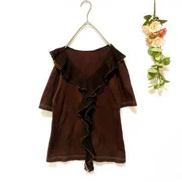 [ EL RODEO ] 엘르로데오 상의 반팔 프릴 브라운 ( F )