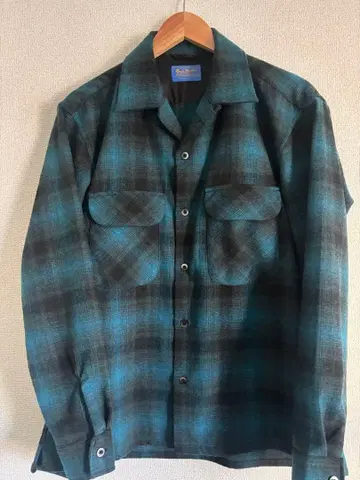 back number FJ 파랑 블랙 섀도우 보드 셔츠 펜들턴 M