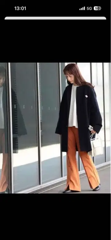 네이비 오버 사이즈 코트 퀼팅 안감