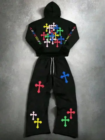 컬러풀 십자가 후드티 세트