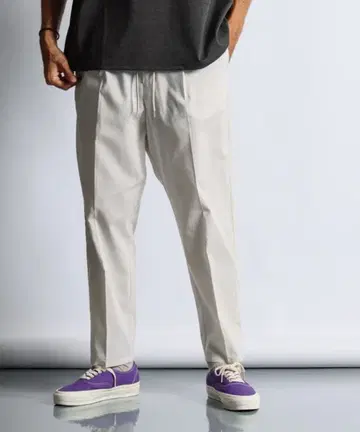 [ 정가 13,200엔 ] 마 혼방 쿨맥스 테이퍼드 이지 슬랙스 L