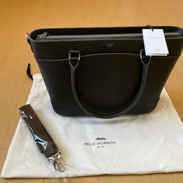 PELLE MORBIDA 천연 가죽 비즈니스 백 차콜 그레이