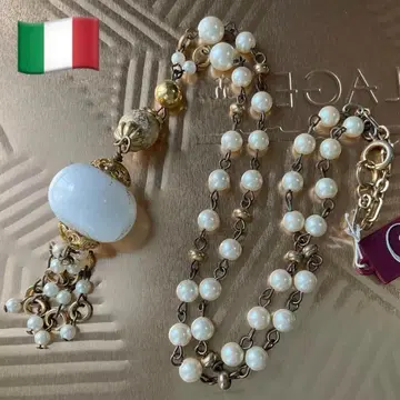 이탈리아 브랜드 앤티크 목걸이 펄 골드 중화 빈티지