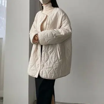 Louere 펄 퀼팅 코트 아이보리