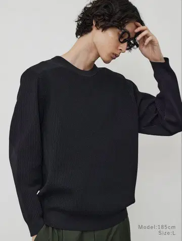 PLST 플라스테 라이트 웨이트 크루넥 스웨터 블랙 M