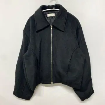 hellam 페이크 비버 숏 기장 W 지퍼 블루종 F