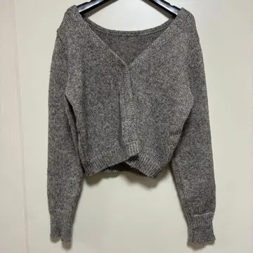 V넥 컴팩트 라메 가디건