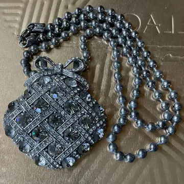 실버 볼 체인 목걸이 빅 사이즈 반짝이는 리본