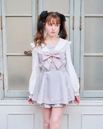 리즈리사 LIZLISA 세일러 카라 셋업 그레이