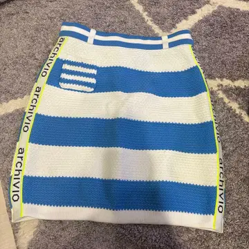 archivio 블루 화이트 스트라이프 스커트