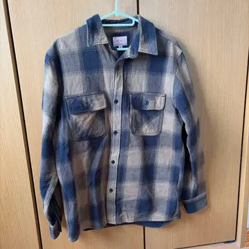 BIG MIKE 플란넬 셔츠 M 사이즈 네이비/베이지