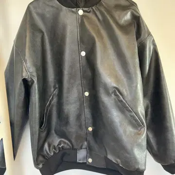 블랙 가죽 오버 사이즈 자켓