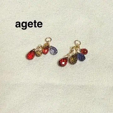 agete K10 멀티 스톤 귀걸이 참 프리 믹스