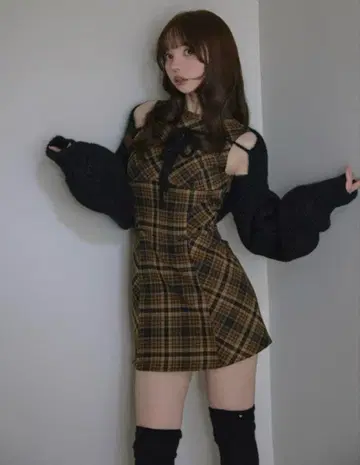 andmary Mimi 체크 세트 미니 드레스