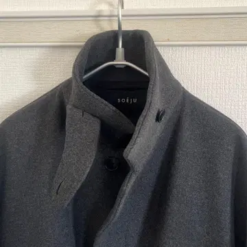 SOEJU 그레이 슈퍼140 멜톤 발마칸 코트