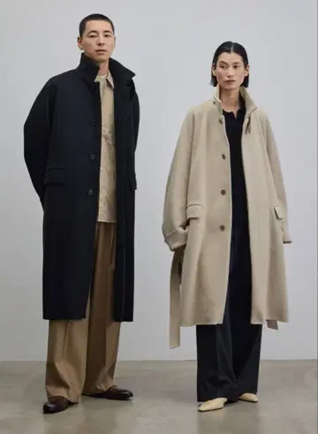 SOEJU 그레이 슈퍼140 멜톤 발마칸 코트