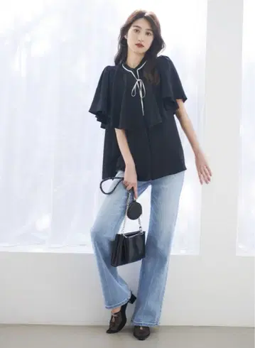 새상품급 COCODEAL 하이라이즈 백 심 플레어 데님