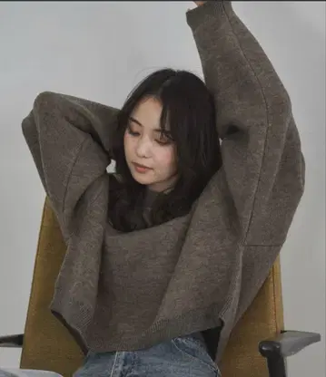 더블 페이스 크롭 니트 긴팔 feepur