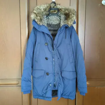 미사용 유니클로 남성용 울트라 웜 하이브리드 다운 코트 M 블루