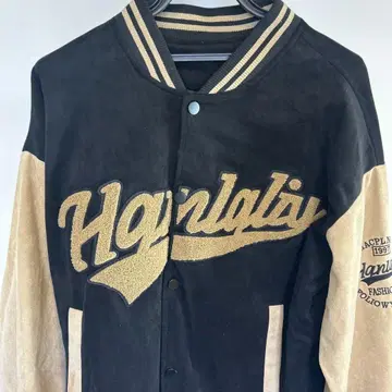 Hqnlqiy 스웨이드풍 바시티 자켓 블랙 베이지