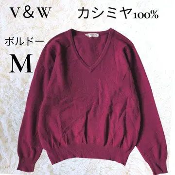 V&W 캐시미어 100% V넥 니트 M 보르도