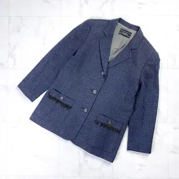 새상품급 레리안 울 트위드 테일러드 자켓 프린지 네이비 11*LD462